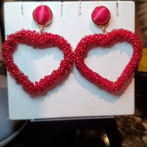 NWT Beaded heart earrings